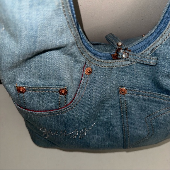 Guess Y2K Denim Jeans Bedazzled Shoulder Bag - Picture 11 of 12
